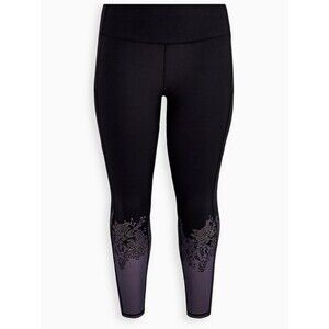 Torrid Active Black Purple Floral Leggings With Pockets Plus Size 6X 30